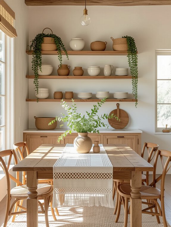 airy boho open shelving