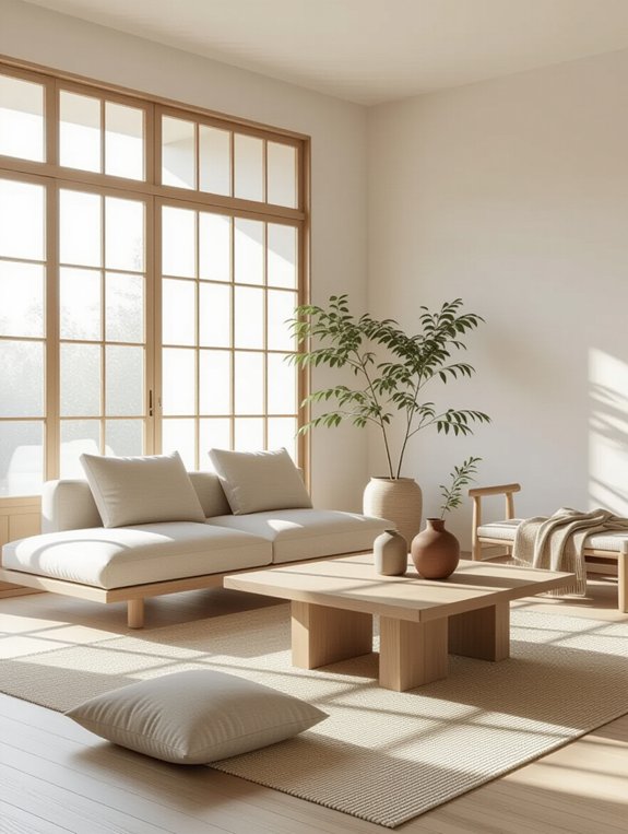 airy japandi living room