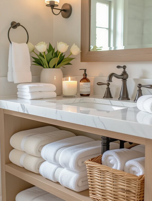 ample towels and linens