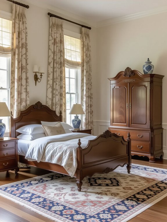 antique decor enhances bedroom elegance