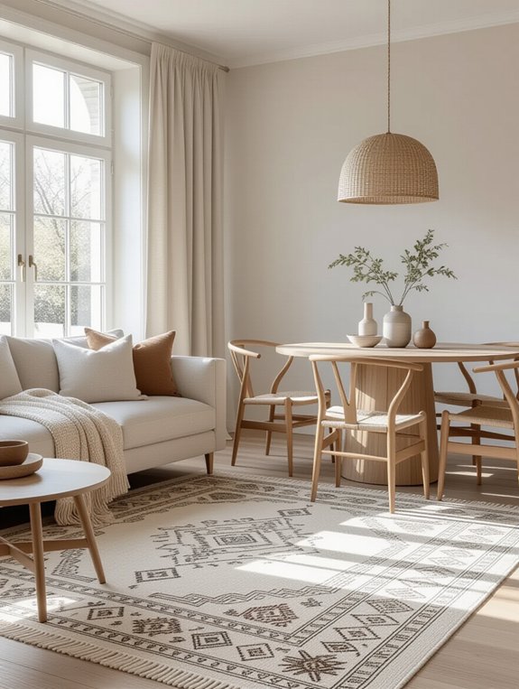 area rugs define spaces