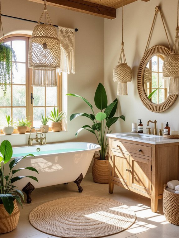 bohemian macram bathroom decor