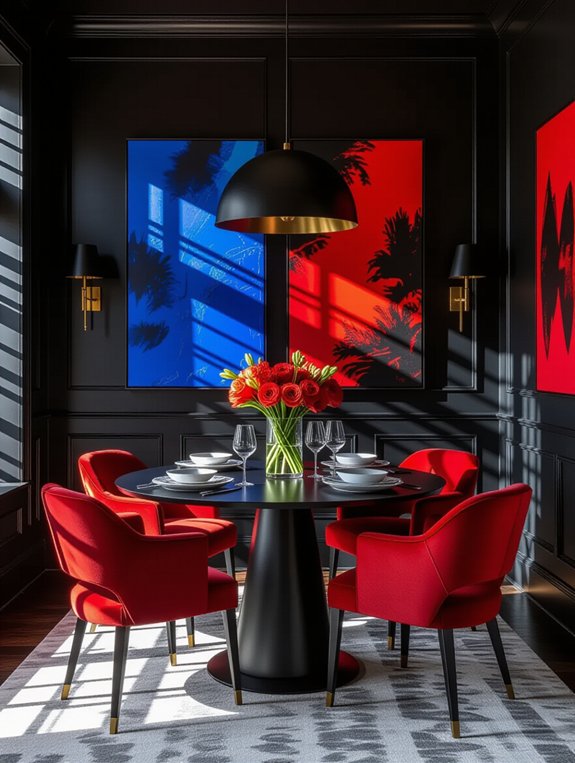 bold art on black walls
