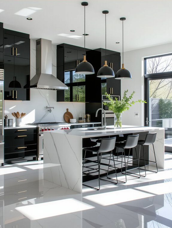 bold color interplay kitchen design