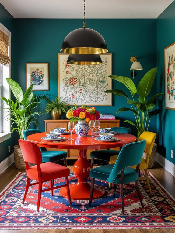 bold colorful dining transformation