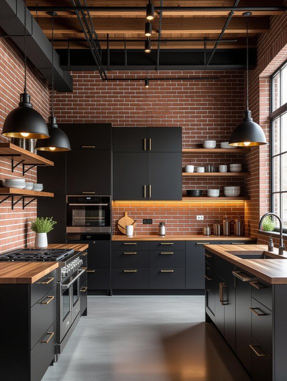 bold industrial kitchen cabinets