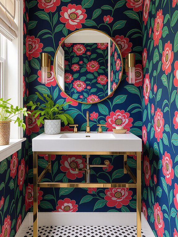 bold wallpaper transforms bathrooms