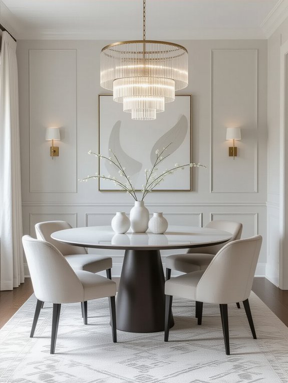 calm monochromatic dining elegance
