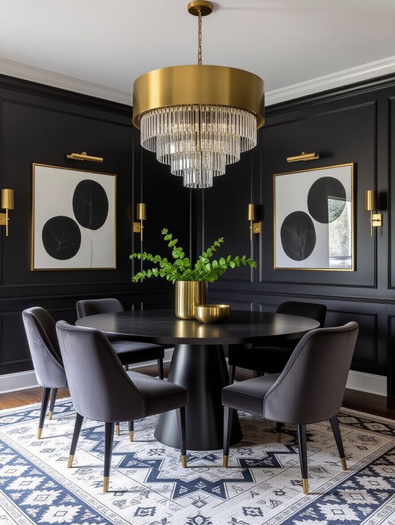 charcoal walls brass accents