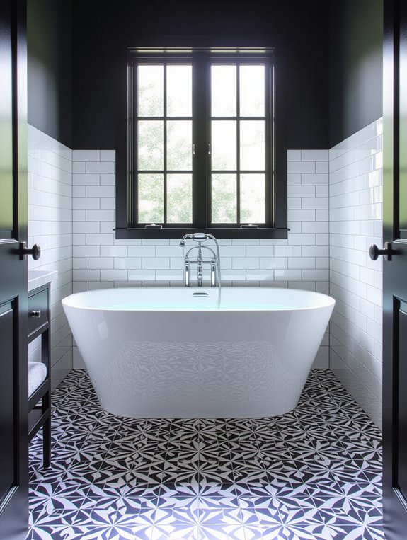 chic black and white tiles