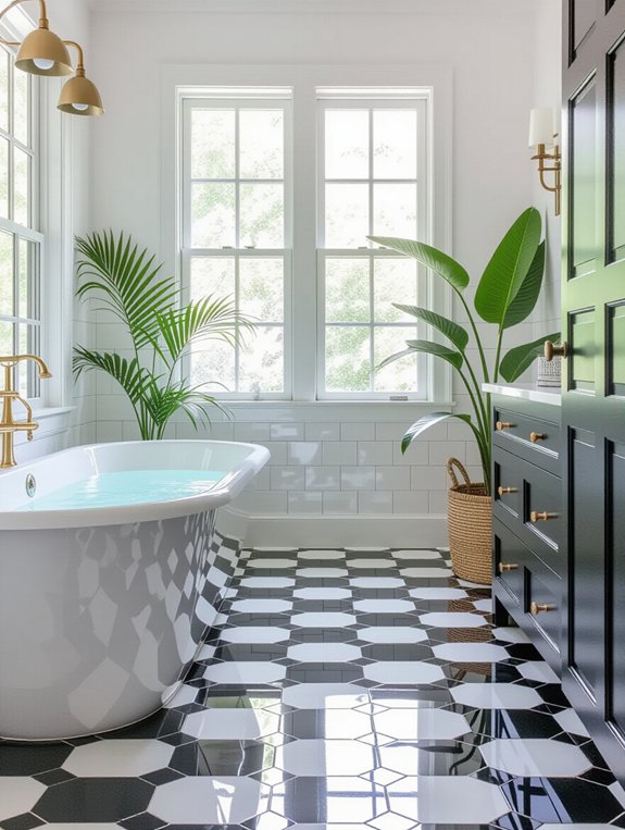 chic black and white tiles