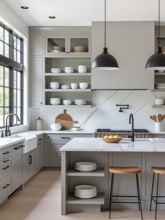 chic cohesive monochromatic kitchen