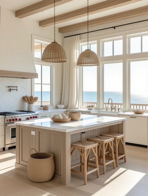 coastal inspired open kitchen