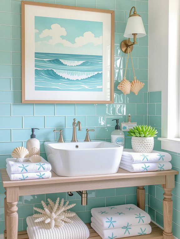 cohesive themed bathroom decor