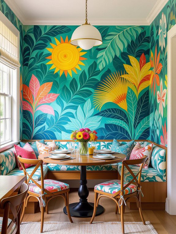 colorful mural enhances atmosphere