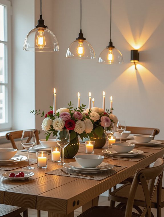 cozy ambient dining lighting