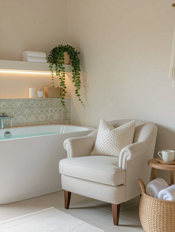 cozy bathroom seating nook