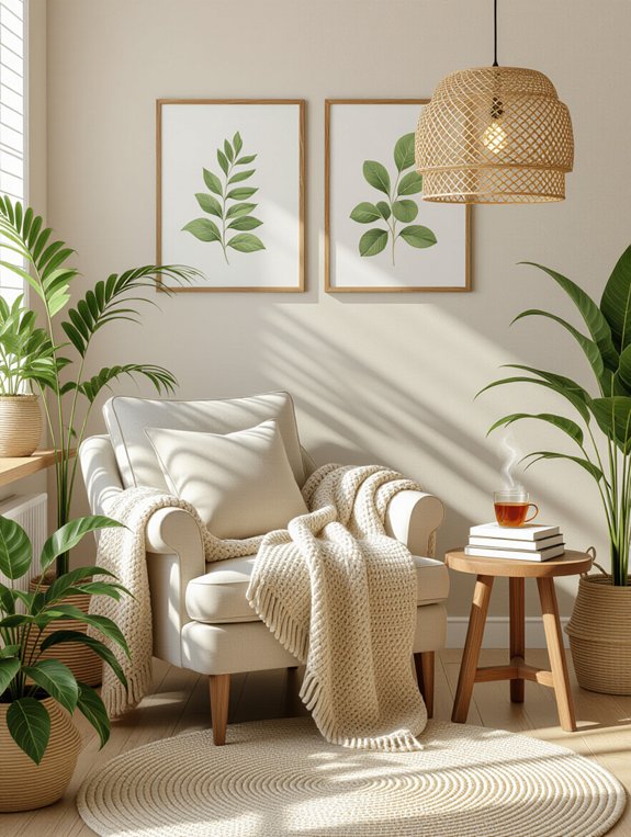 cozy chair soft blankets