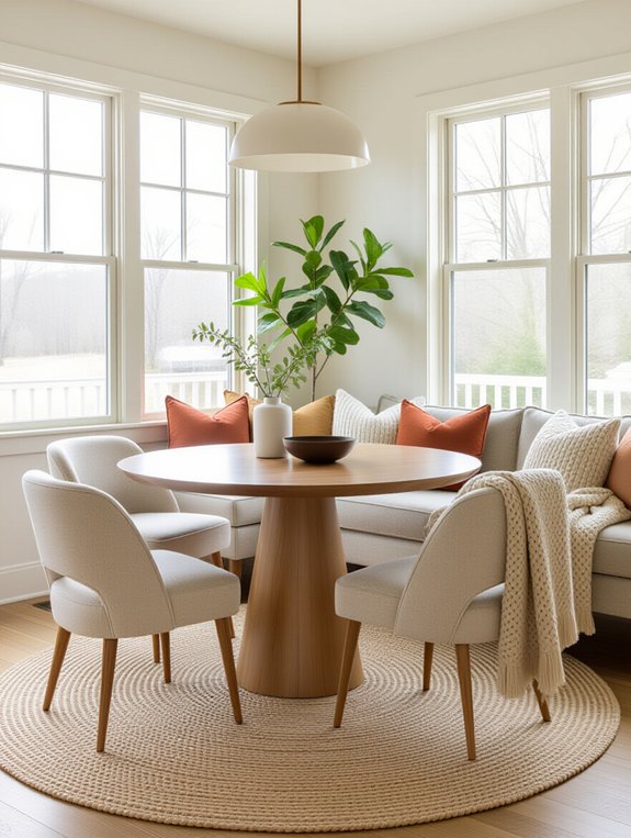 cozy circular dining setup