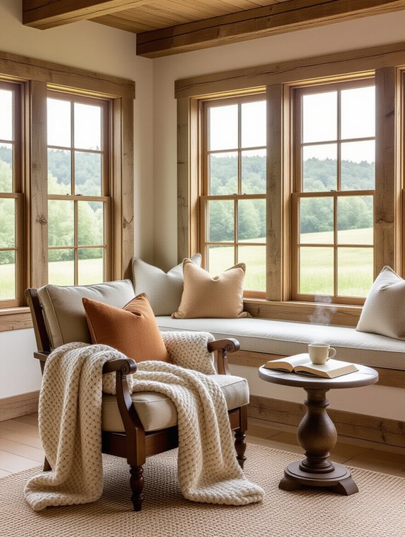 cozy farmhouse reading corner