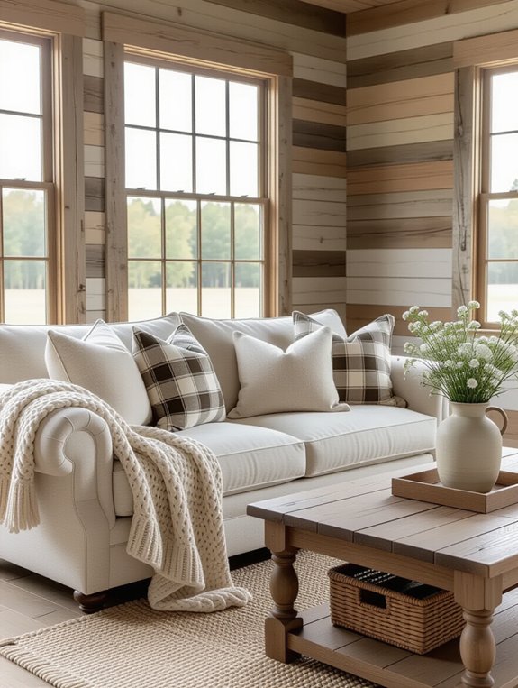 cozy farmhouse upholstery elements