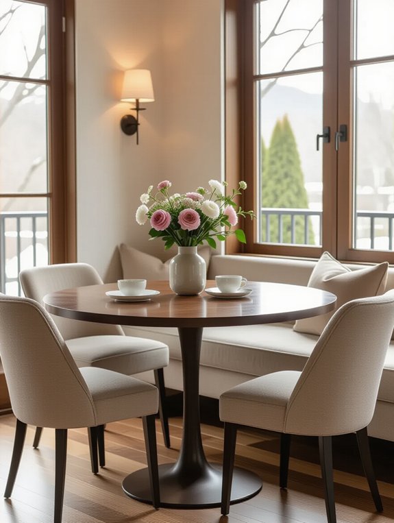 cozy space efficient round tables