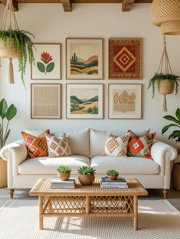 eclectic artistic gallery wall