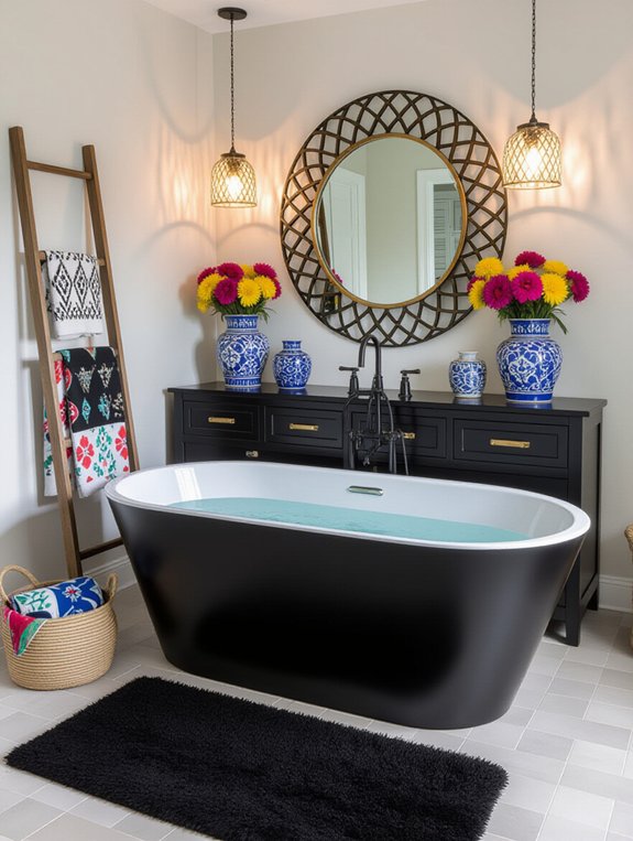 eclectic black bathroom accessories