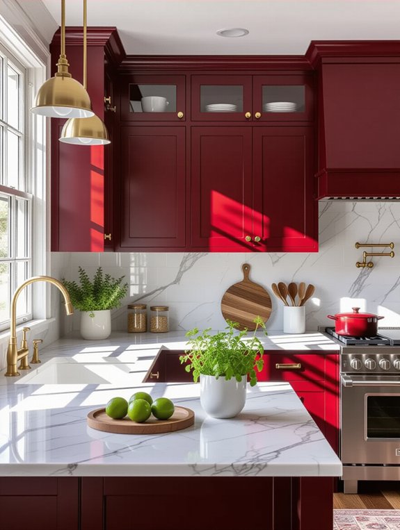 elegant deep burgundy kitchens
