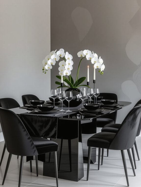 elegant monochrome dining retreat