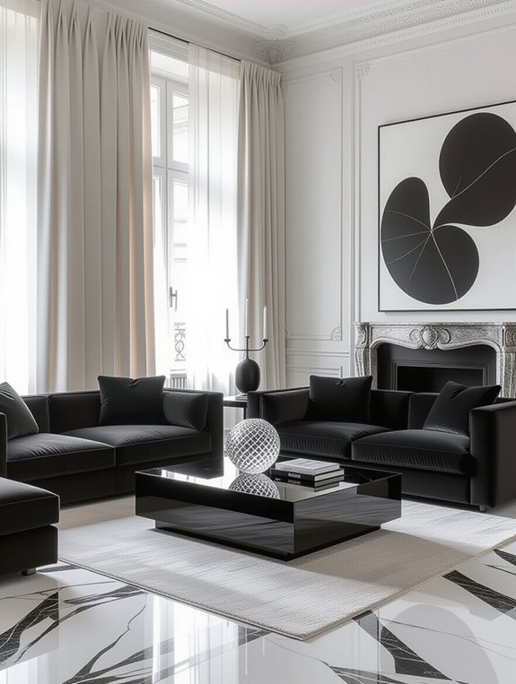 elegant monochrome living room