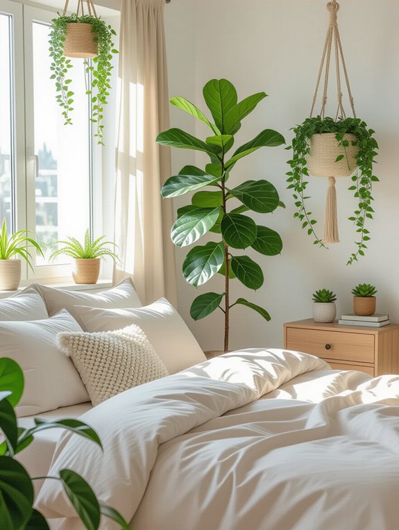 enhance bedroom with plants