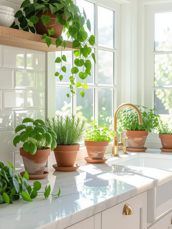 enhance kitchen with greenery