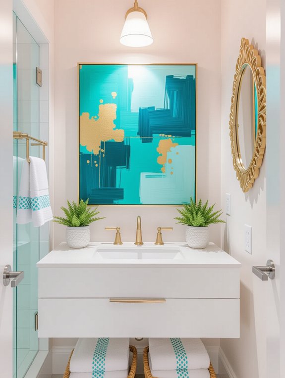 eye catching bathroom artwork selection