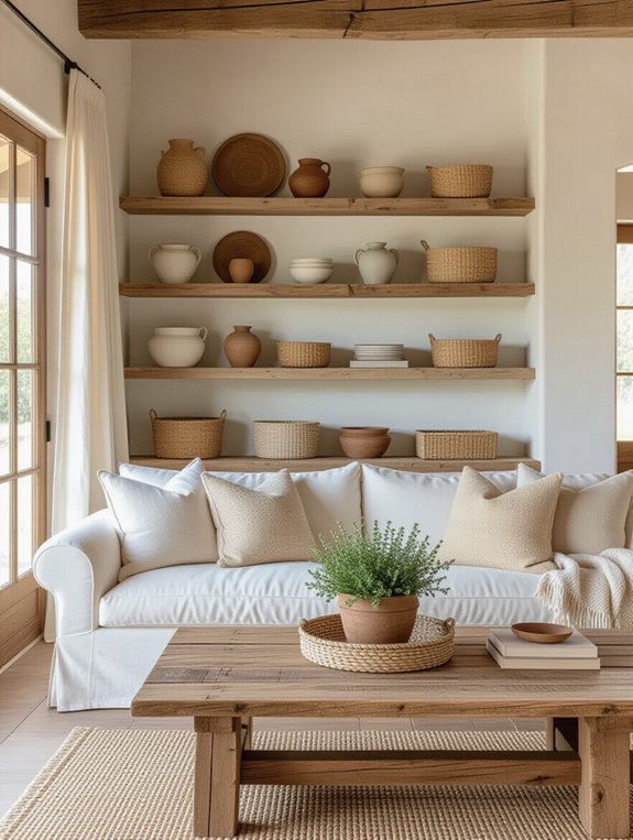 farmhouse open shelving ideas