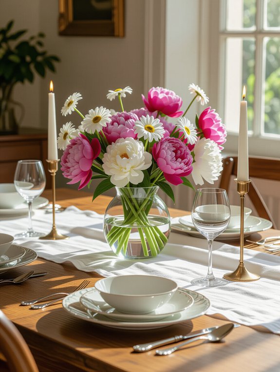 fresh flowers enhance dining