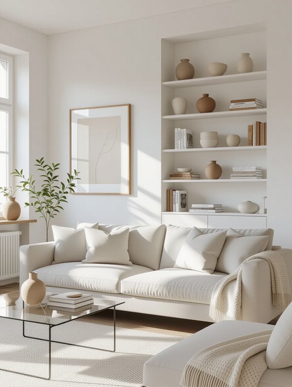 functional minimalist open shelving