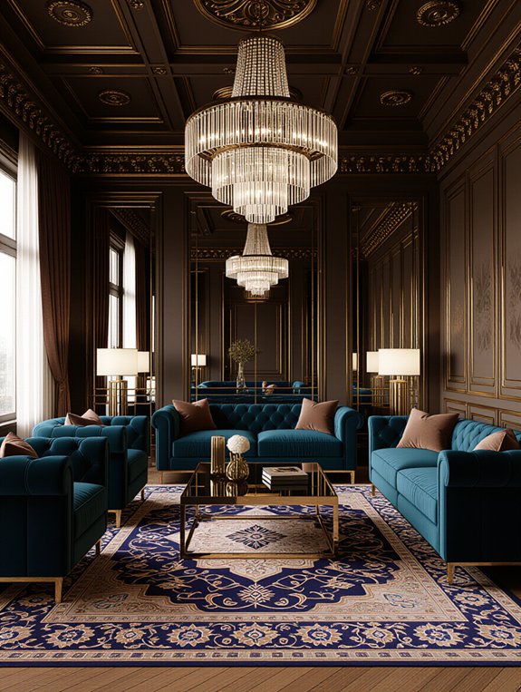 glamorous art deco living
