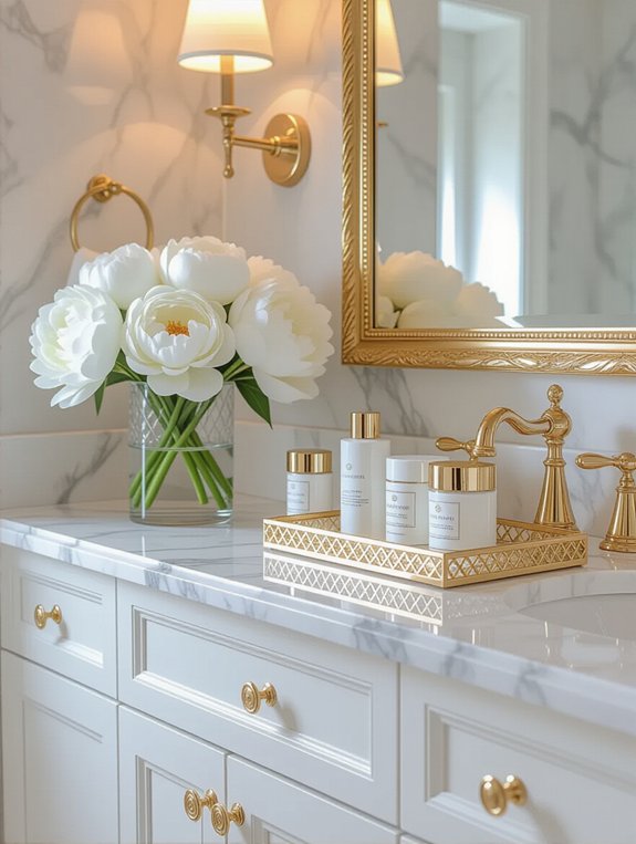 glamorous gold accented vanity