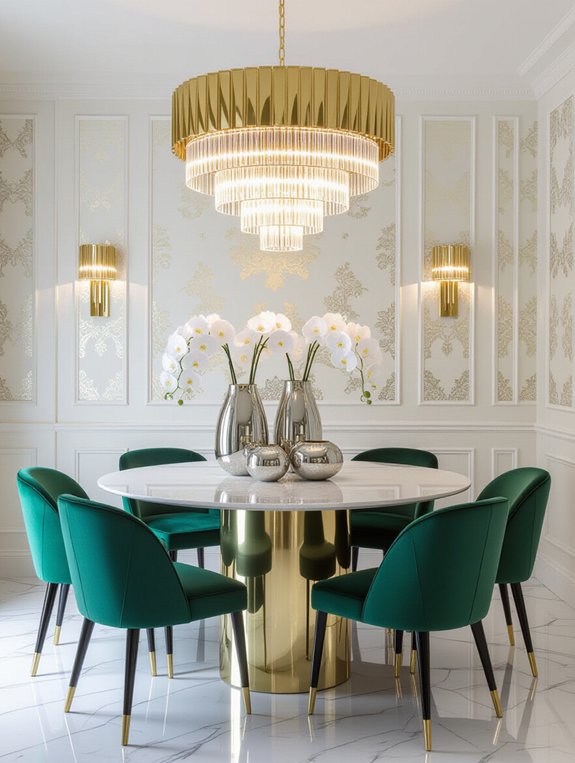 glamorous metallic dining accents