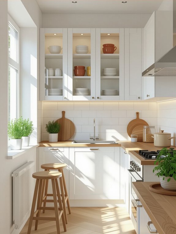 glass cabinet doors enhance aesthetics