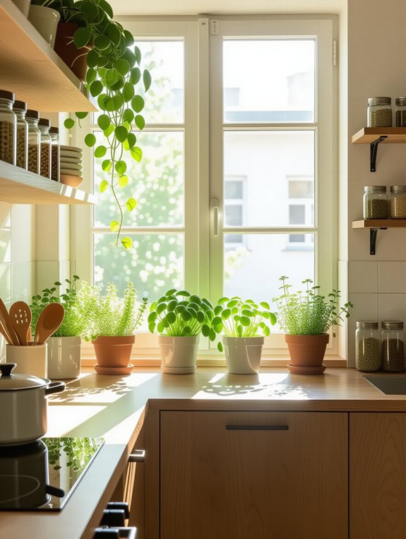 herbs in small planters