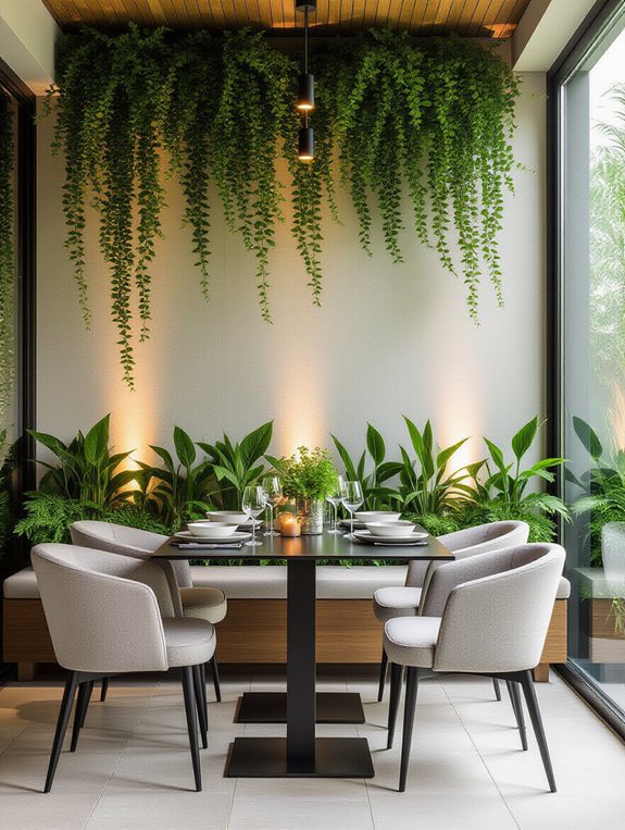 lush vertical garden dining