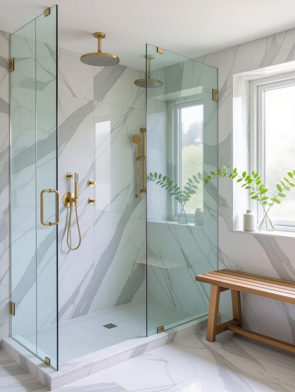 luxurious walk in shower features