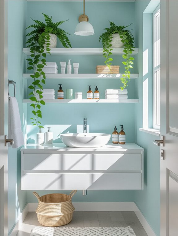 maximize bathroom vertical storage