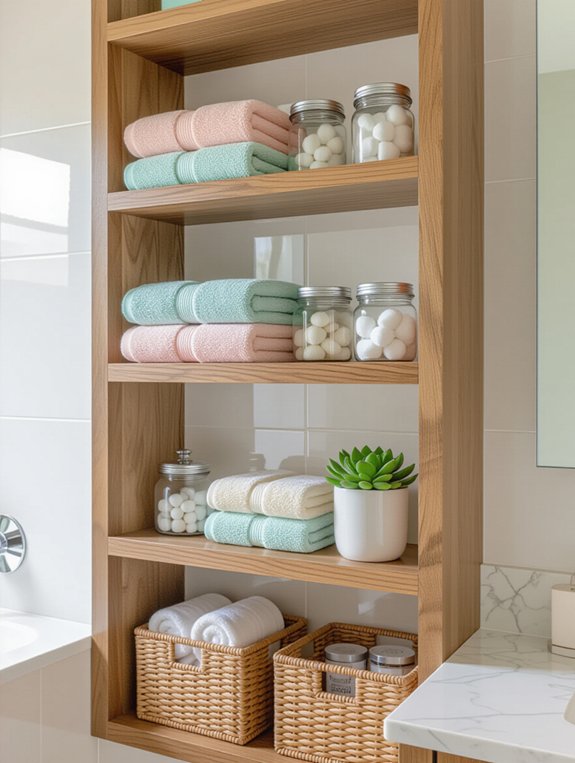 maximize bathroom vertical storage