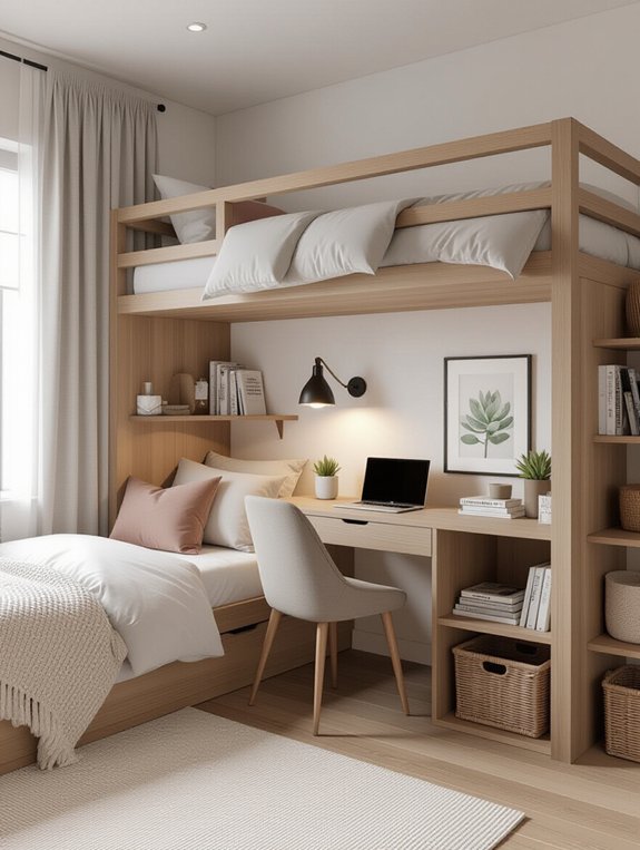 maximize space with lofted bed