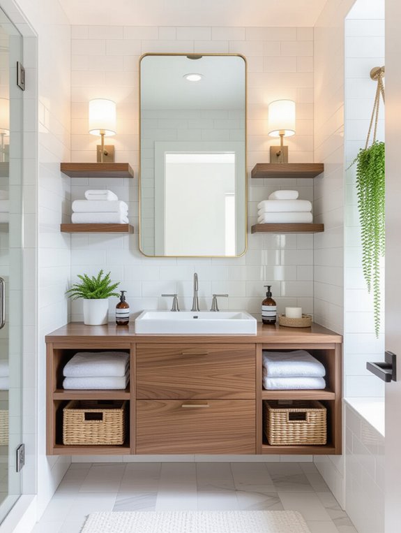 maximize vertical bathroom storage