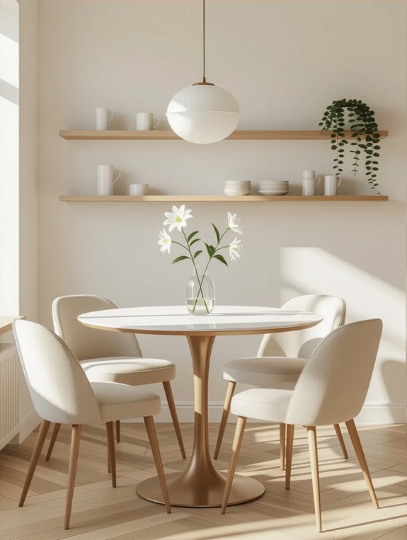 minimalist centerpiece enhances dining