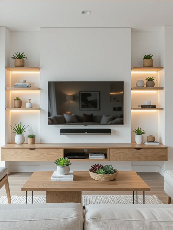 minimalist floating shelf decor